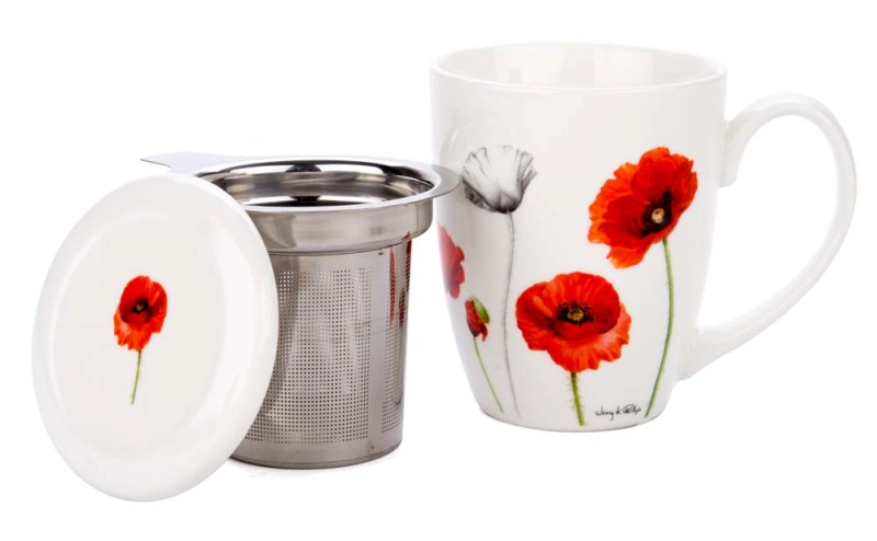  Taza Infusor en Porcelana -- Amapolas